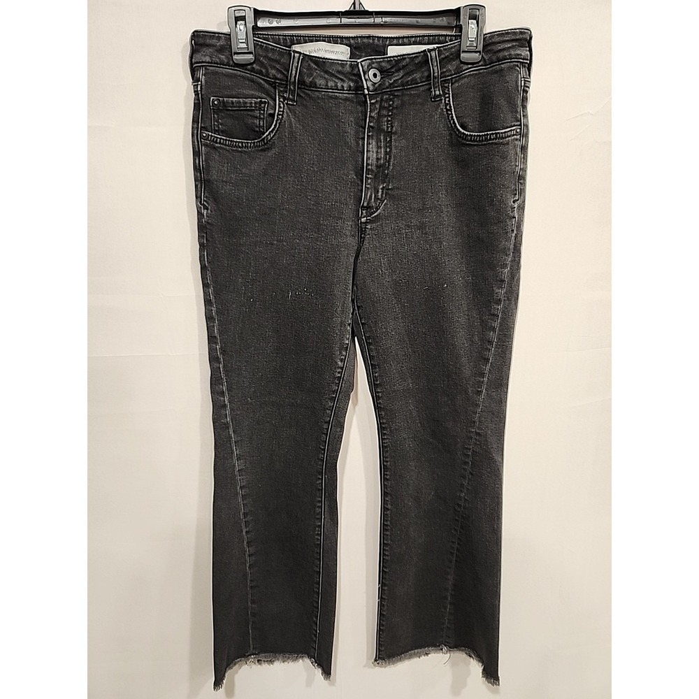 Pilcro and The‎ Letterpress Anthropologie High-rise Flare Size 30 Black Raw Hem